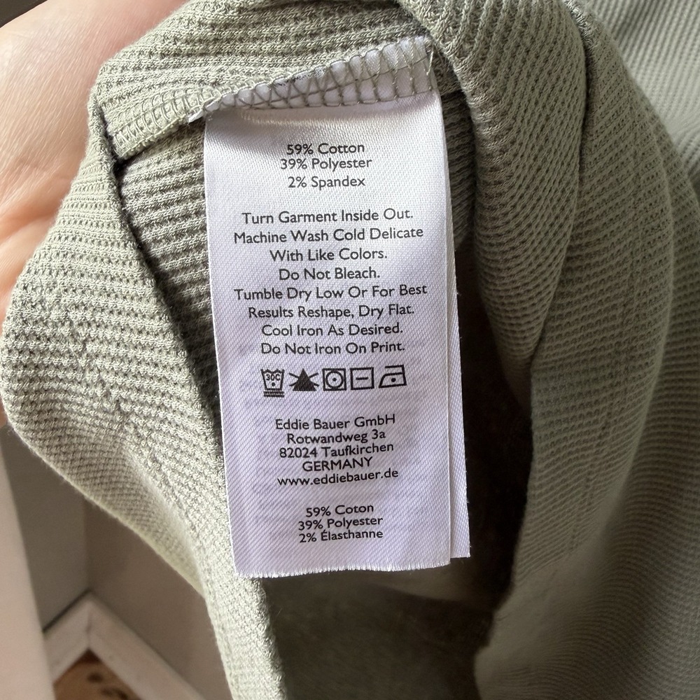 Eddie Bauer ribbed long-sleeve henley top Sage Green Women's Size Medium - Picture 3 of 8